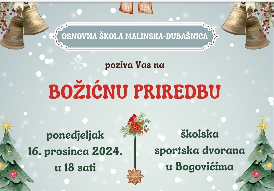 Poziv na Božićnu priredbu Osnovne škole Malinska – Dubašnica