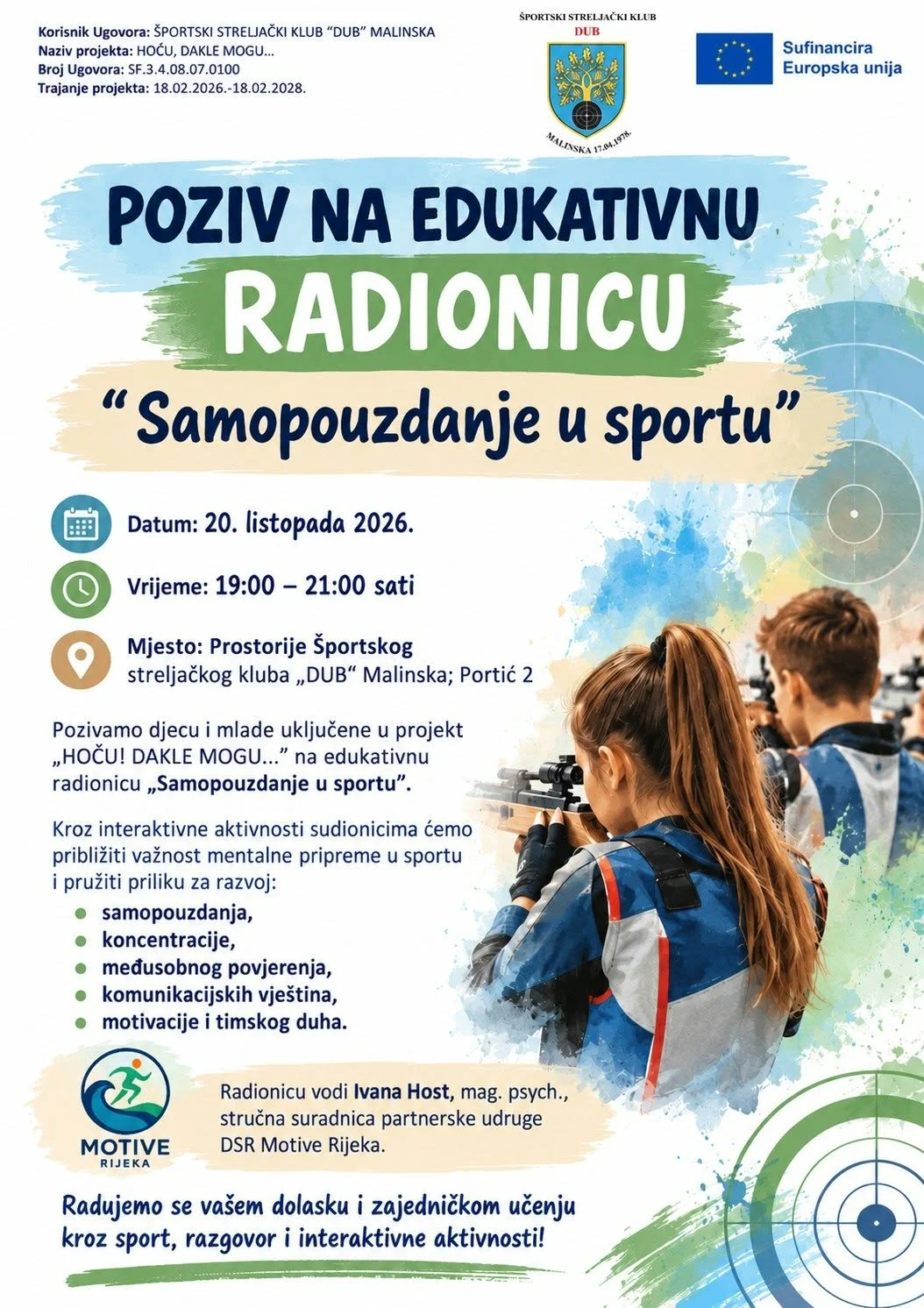 Radionica za mlade sportaše streljačkog kluba DUB: kako razvijati samopouzdanje i koncentraciju